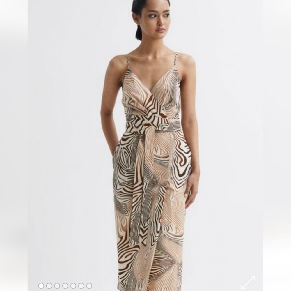 REISS | Rosie Animal Print Faux Wrap Style Dress
